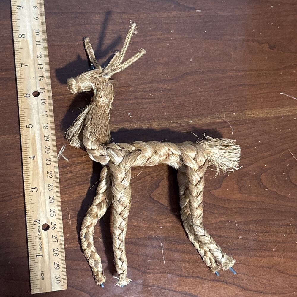 Vintage Reindeer Christmas Handcrafted Of Rope Figure Sculpture Taiwan Lot of 3 - Picture 7 of 9